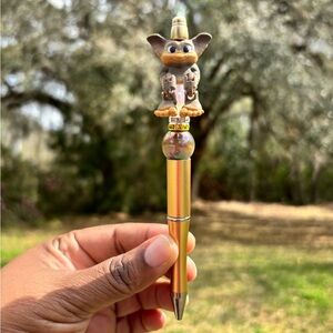 Custom Made Gold Pen with Character Topper